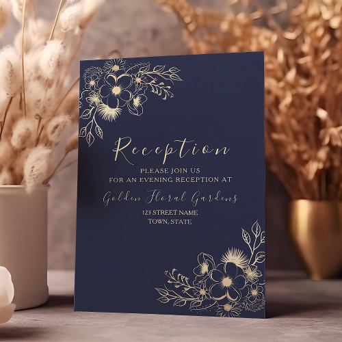 Elegant Navy Blue Wedding Reception Enclosure Card