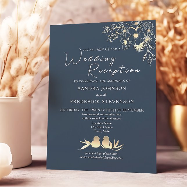 Elegant Navy Blue Wedding Reception Invitation (Creator Uploaded)