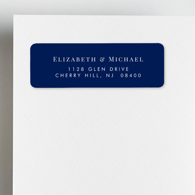 Elegant Navy Blue Wedding Return Address Label (Creator Uploaded)