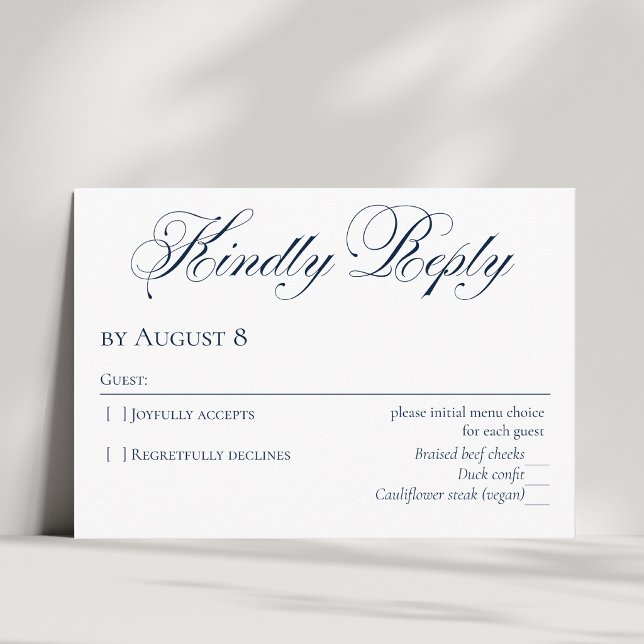 Elegant Navy Blue Wedding RSVP Card (Creator Uploaded)