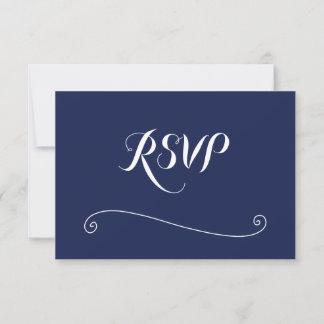 Elegant Navy Blue Wedding RSVP Cards
