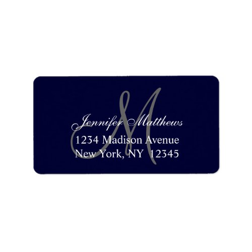 Elegant Navy Blue Wedding RSVP Return Address Label