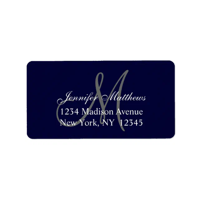 Elegant Navy Blue Wedding RSVP Return Address Label | Zazzle