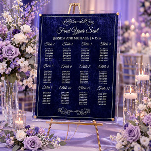 Elegant Navy Blue Wedding Seating Chart 
