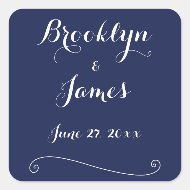 Elegant Navy Blue Wedding Stickers (Front)