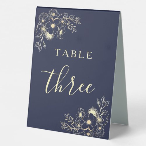 Elegant Navy Blue Wedding Table Number Sign