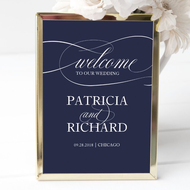 Elegant Navy Blue Welcome to our Wedding Sign (Creator Uploaded)