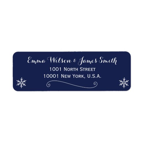 Elegant Navy Blue White Christmas Address Labels