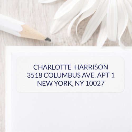 Elegant navy blue white custom return address label