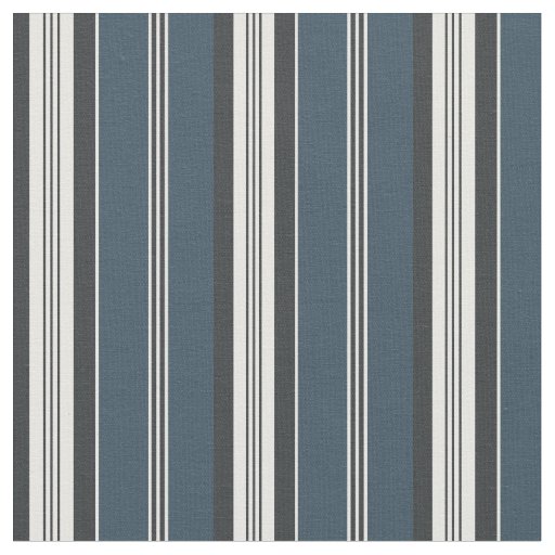 Elegant Navy Blue White French Ticking Stripe  Fabric