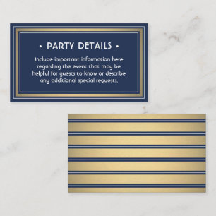 Elegant Navy Blue, White & Gold Faux Foil Details Enclosure Card