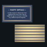 Elegant Navy Blue, White & Gold Faux Foil Details Enclosure Card<br><div class="desc">Compliment navy blue and gold party invitations and provide important information to guests with elegant matching enclosure cards. All wording on this template is simple to customize for any occasion. This card includes the celebration details of your choice such as directions, website, special requests, accommodations, reception, rsvp, etc. The design...</div>
