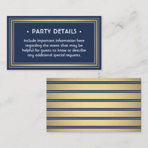 Elegant Navy Blue, White & Gold Faux Foil Details Enclosure Card
