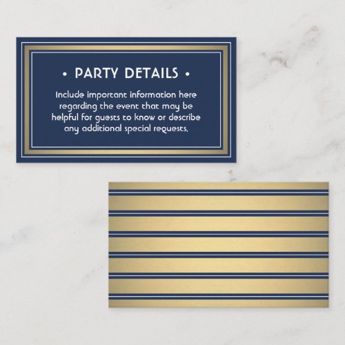 Elegant Navy Blue, White & Gold Faux Foil Details