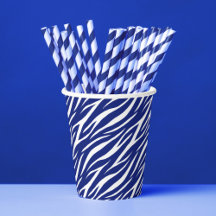 Elegant Navy Blue & White Graphic Trendy Zebra