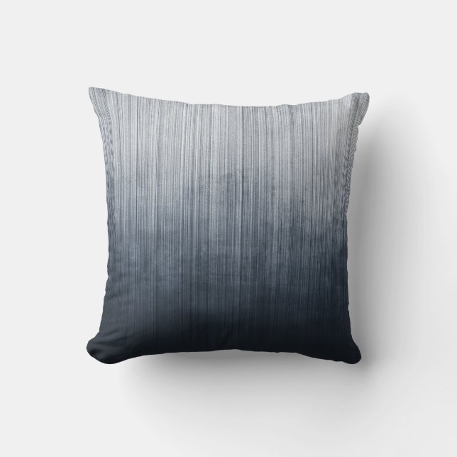 Elegant Navy Blue White Gray Rustic Striped Throw Pillow (Front)