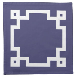 Elegant Navy Blue White Greek Key Border Cloth Napkin