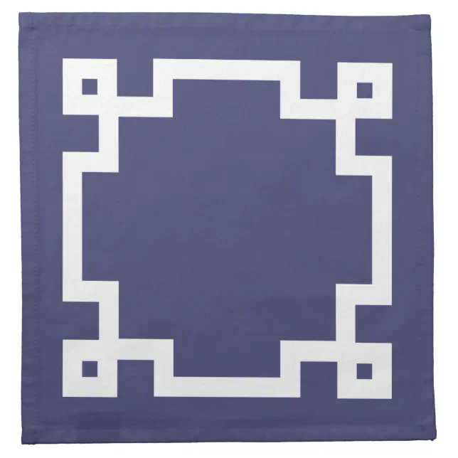 Elegant Navy Blue White Greek Key Border Cloth Napkin Zazzle