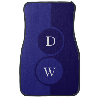 Elegant navy blue & white monogram car floor mat