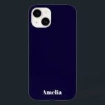 Elegant Navy Blue white  Personalized Name Case-Mate iPhone 14 Case<br><div class="desc">elegant navy blue and white  Personalized name Case -Mate iPhone 14 Case , </div>