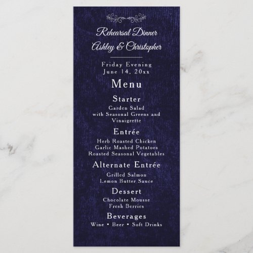 Elegant Navy Blue White Rehearsal Dinner