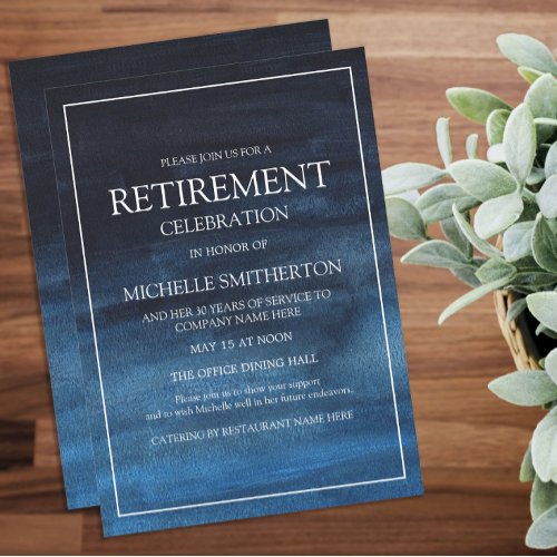 Elegant Navy Blue White Retirement Party