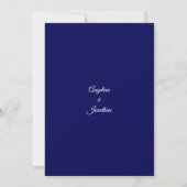 Elegant Navy Blue White Stripes Nautical Wedding Invitation (Back)