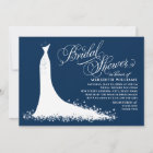 Elegant Navy Blue White Wedding Gown Bridal Shower