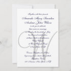 Elegant Navy Blue White Wedding Invitation Initial