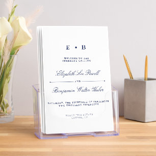 Elegant Navy Blue & White Wedding Program Template Brochure