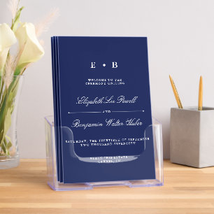 Elegant Navy Blue & White Wedding Program Template Brochure