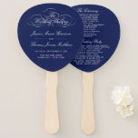 Elegant Navy Blue & White Wedding Program Template Hand Fan<br><div class="desc">Celebrate in style with these trendy wedding program hand fans. This design is easy to personalize with your special event wording and your guests will be thrilled when they receive these fabulous programs.</div>