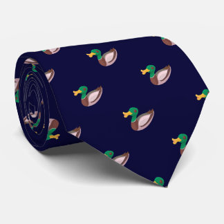 Elegant Navy Blue Wild Duck Pattern Neck Tie