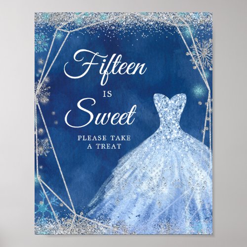 Elegant Navy Blue Winter Quinceanera 15th Is Sweet Poster