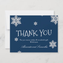 Elegant navy blue Winter Snowflake Thank You Card