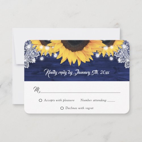 Elegant Navy Blue Wood Lights Sunflower Wedding