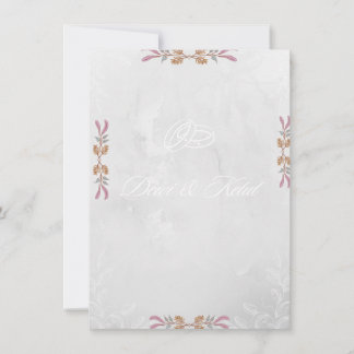 Elegant Navy & Blush Floral Corner Wedding Invitat Invitation