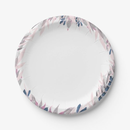 Elegant Navy Blush watercolor Paper Plates