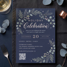 Elegant Navy Botanical Corporate Holiday