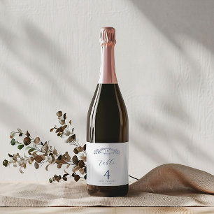 Elegant Navy botanical crest monogram wedding Wine Label