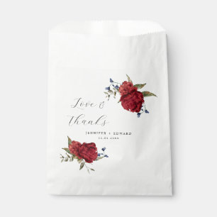 Elegant Navy Burgundy Floral Wedding Favor Bag