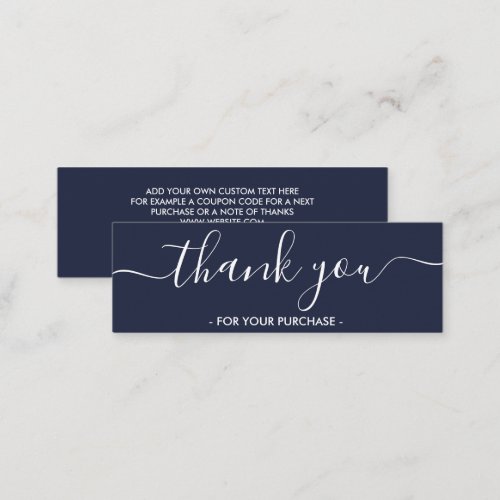 Elegant Navy Business Thank You Mini Business Card