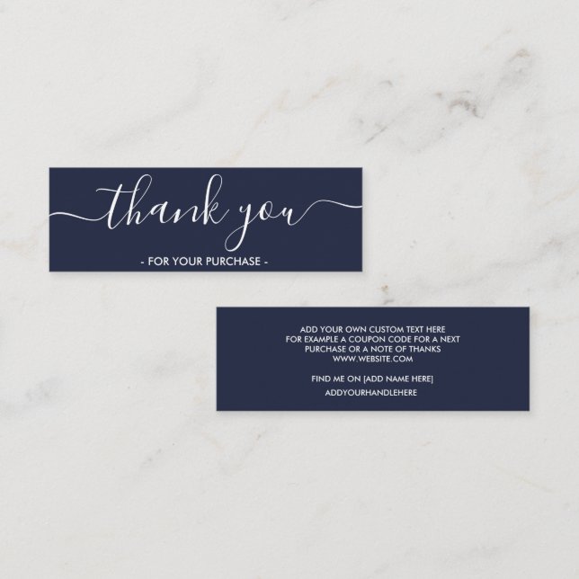 Elegant Navy Business Thank You Mini Business Card (Front/Back)