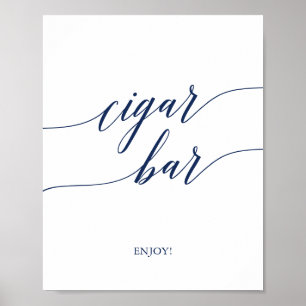 Elegant Navy Calligraphy Cigar Bar Sign