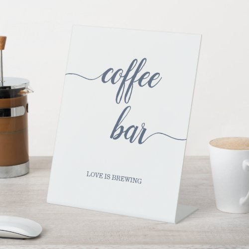 Elegant Navy Calligraphy Coffee Bar Pedestal Sign