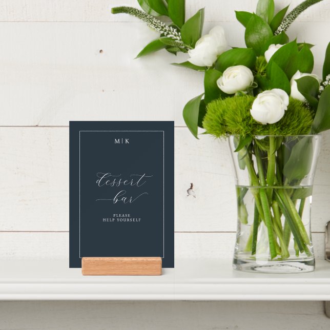 Elegant Navy Calligraphy Dessert Bar Holder (Insitu 4)