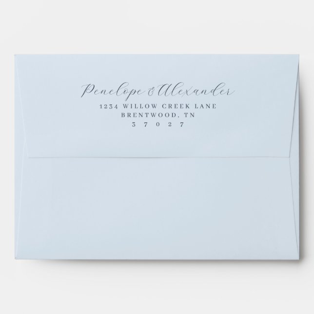 Elegant Navy Calligraphy Envelope (Back (Top Flap))