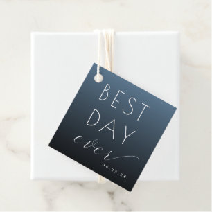 Elegant Navy Calligraphy Favor Tags