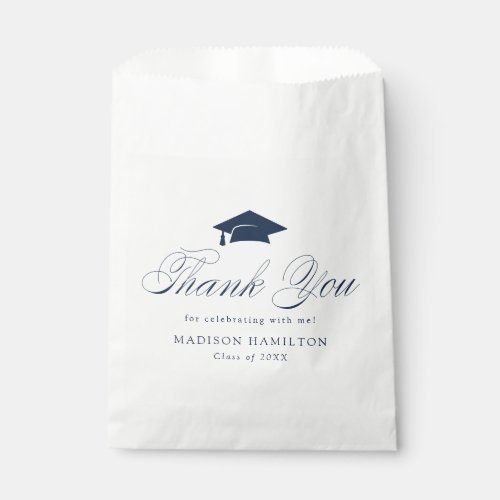 Elegant Navy Calligraphy Graduation Thank You Favor Bag