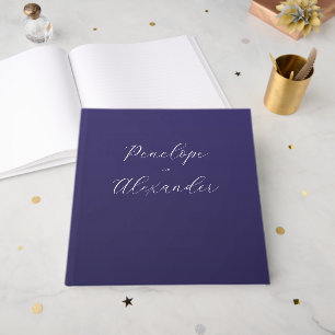 Elegant Navy Calligraphy Guest Book